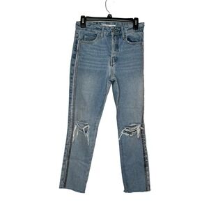 Zara Basic Women's Jeans Distressed Skinny Denim Mid-Rise Light Blue Wash Size 2